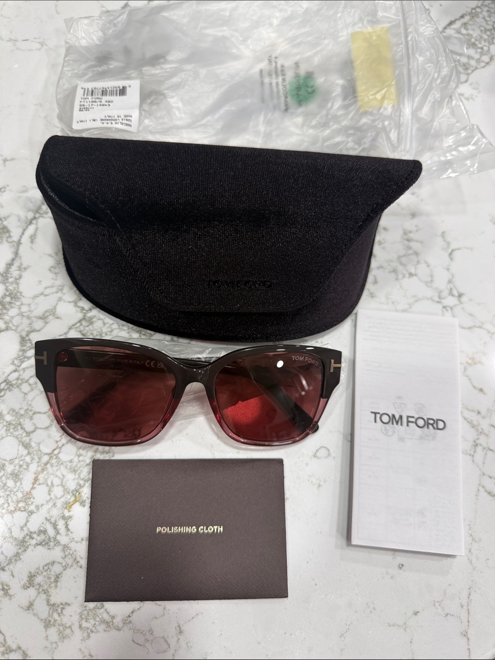 Tom Ford Ombre Pink Square Sunglasses with Gold 'T' Temples